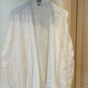 Jcrew Womens White Eyelet Coverup-one size fits all.